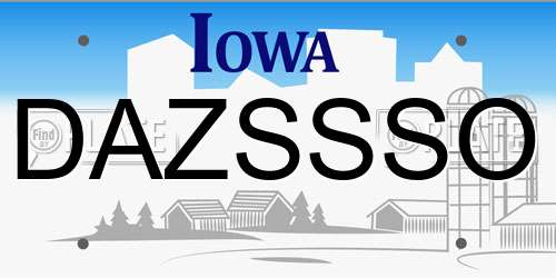 DAZSSSO Iowa License Plate