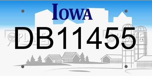 DB11455 Iowa License Plate