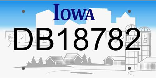 DB18782 Iowa License Plate