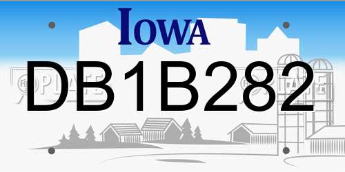 DB1B282 Iowa License Plate