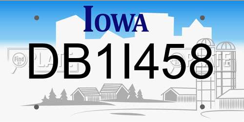 DB1I458 Iowa License Plate