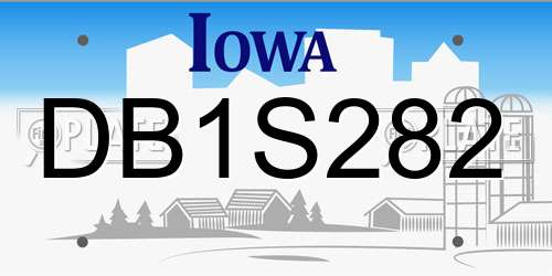 DB1S282 Iowa License Plate