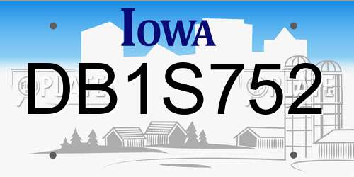 DB1S752 Iowa License Plate