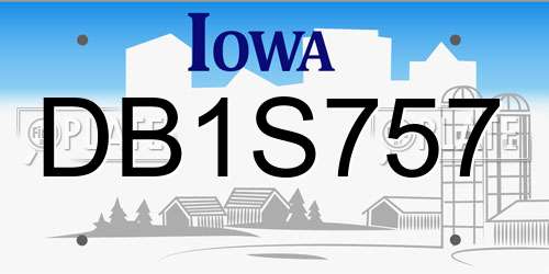 DB1S757 Iowa License Plate