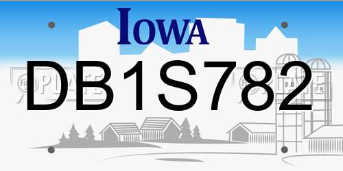DB1S782 Iowa License Plate