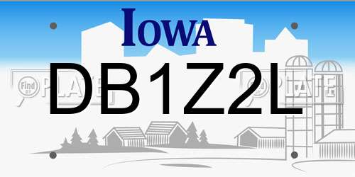 DB1Z2L Iowa License Plate