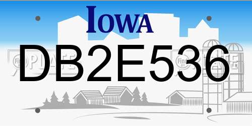 DB2E536 Iowa License Plate