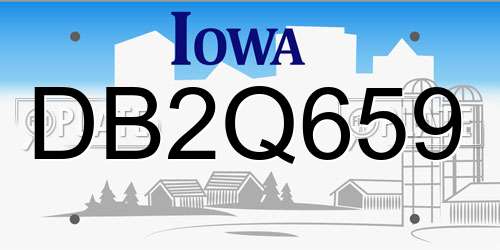 DB2Q659 Iowa License Plate