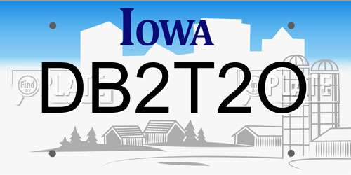 DB2T2O Iowa License Plate