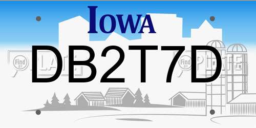DB2T7D Iowa License Plate