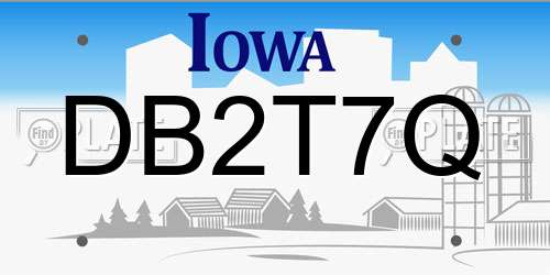 DB2T7Q Iowa License Plate