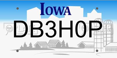 DB3H0P Iowa License Plate