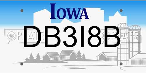 DB3I8B Iowa License Plate