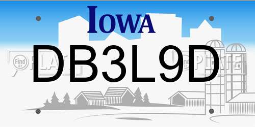 DB3L9D Iowa License Plate