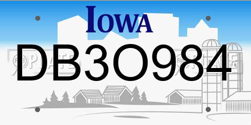 DB3O984 Iowa License Plate