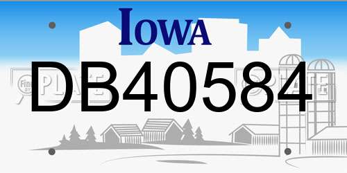 DB40584 Iowa License Plate