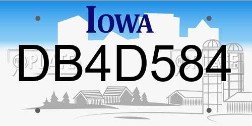DB4D584 Iowa License Plate