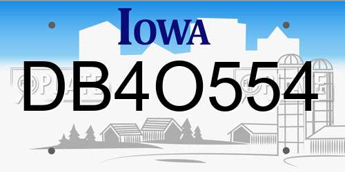 DB4O554 Iowa License Plate