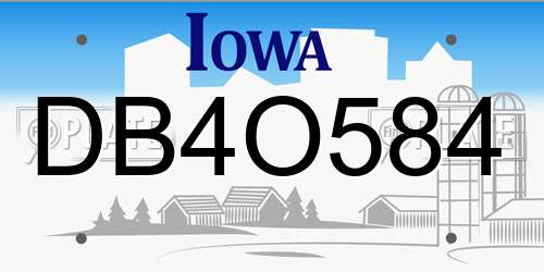 DB4O584 Iowa License Plate
