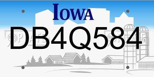 DB4Q584 Iowa License Plate