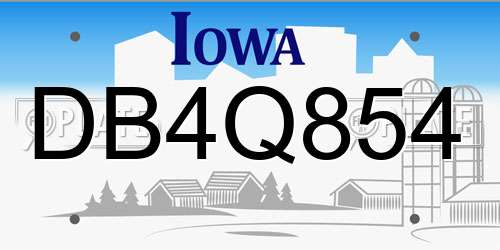 DB4Q854 Iowa License Plate