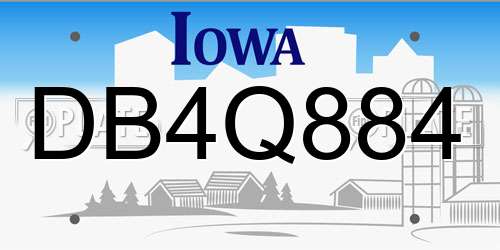 DB4Q884 Iowa License Plate