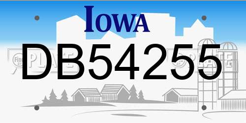 DB54255 Iowa License Plate