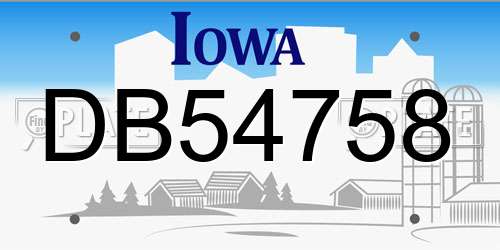 DB54758 Iowa License Plate