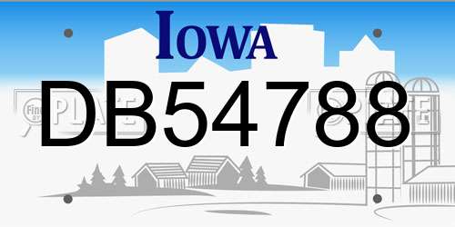 DB54788 Iowa License Plate