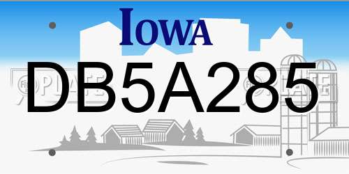 DB5A285 Iowa License Plate