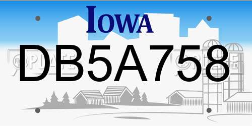 DB5A758 Iowa License Plate
