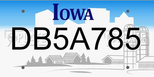 DB5A785 Iowa License Plate