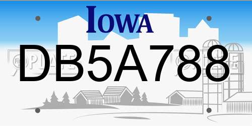 DB5A788 Iowa License Plate