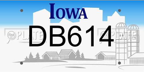 DB614 Iowa License Plate
