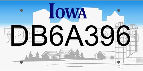 DB6A396 Iowa License Plate