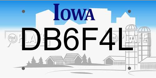 DB6F4L Iowa License Plate