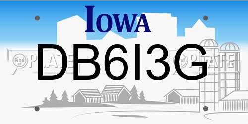 DB6I3G Iowa License Plate