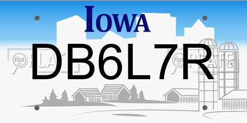 DB6L7R Iowa License Plate