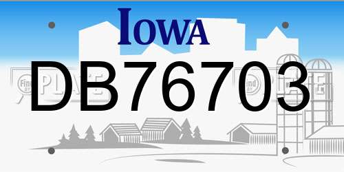 DB76703 Iowa License Plate