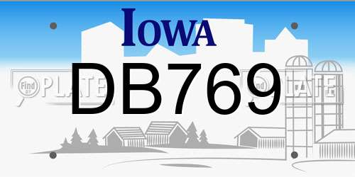 DB769 Iowa License Plate