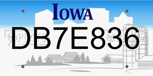 DB7E836 Iowa License Plate