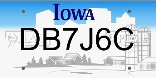 DB7J6C Iowa License Plate