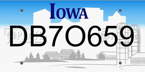 DB7O659 Iowa License Plate