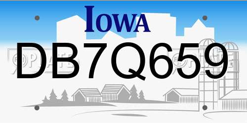 DB7Q659 Iowa License Plate