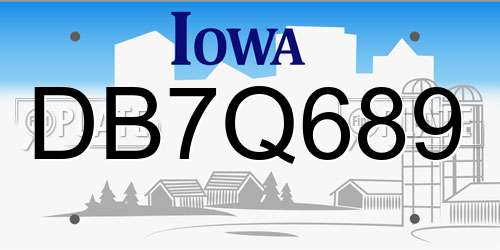 DB7Q689 Iowa License Plate