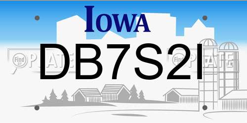 DB7S2I Iowa License Plate