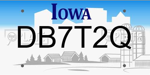 DB7T2Q Iowa License Plate