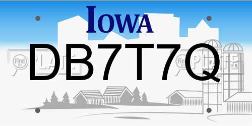 DB7T7Q Iowa License Plate