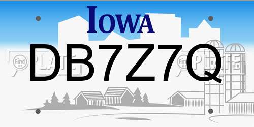 DB7Z7Q Iowa License Plate