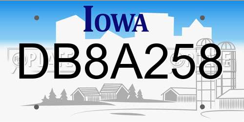 DB8A258 Iowa License Plate